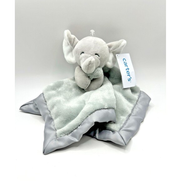 Carters Baby GRAY ELEPHANT LOVEY Blanket Soother Comforter Lovey 14" w/ Tags - Picture 1 of 15